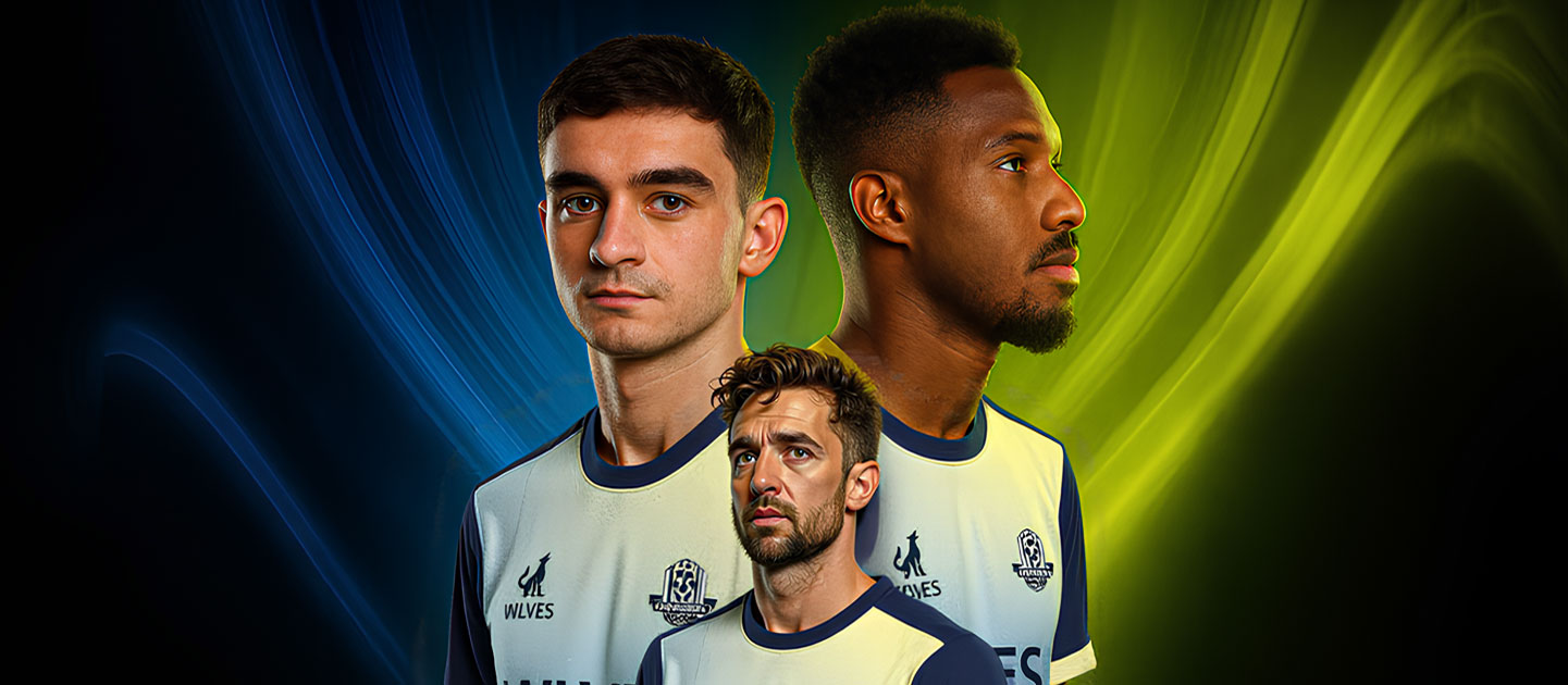 WLVES football players promotional banner